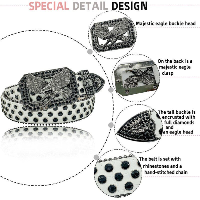 Crystal Eagle Buckle Western Belt For Men OEM - Image 7