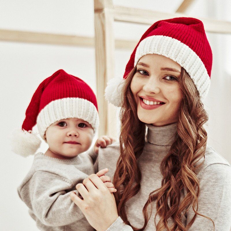 Adult Kids Santa Hat Christmas Knit Stocking Hat Supplier