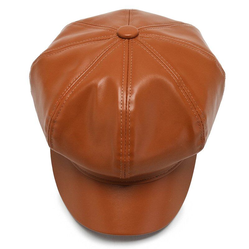 Women's Leather Beret Hat With Brim Factory Price - Image 5