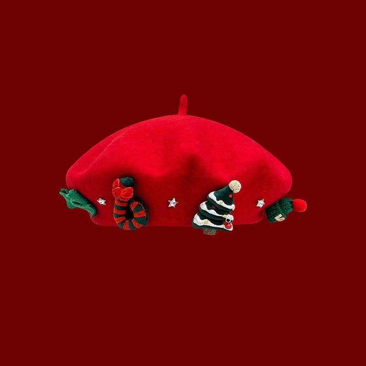 Winter Cashmere Christmas Beret Hat For Women Wholesale - Image 7