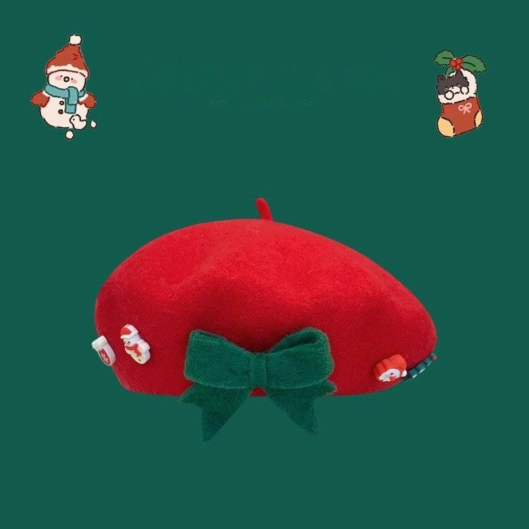 Winter Cashmere Christmas Beret Hat For Women Wholesale - Image 4