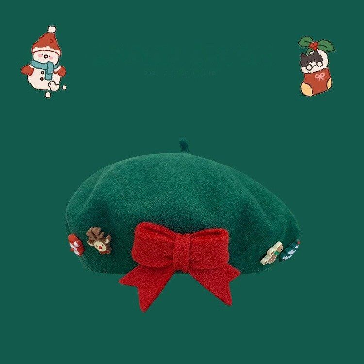 Winter Cashmere Christmas Beret Hat For Women Wholesale - Image 5