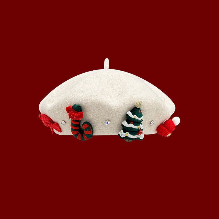Winter Cashmere Christmas Beret Hat For Women Wholesale - Image 8