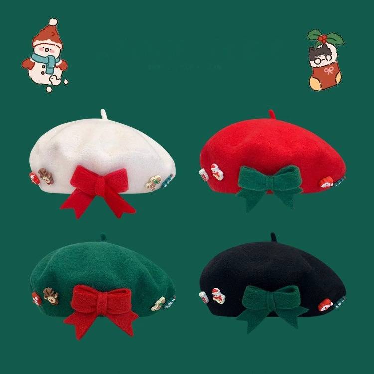 Winter Cashmere Christmas Beret Hat For Women