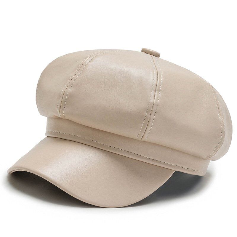 Women's Leather Beret Hat With Brim Factory Price - Image 3